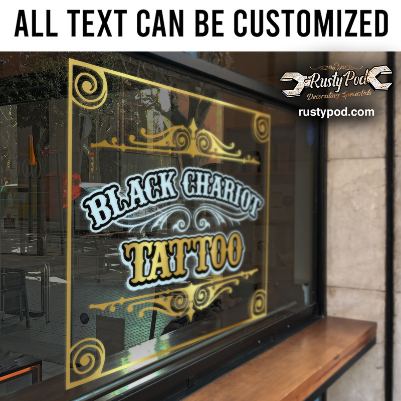 personalized floral tattoo studio sign writing sticker 10895